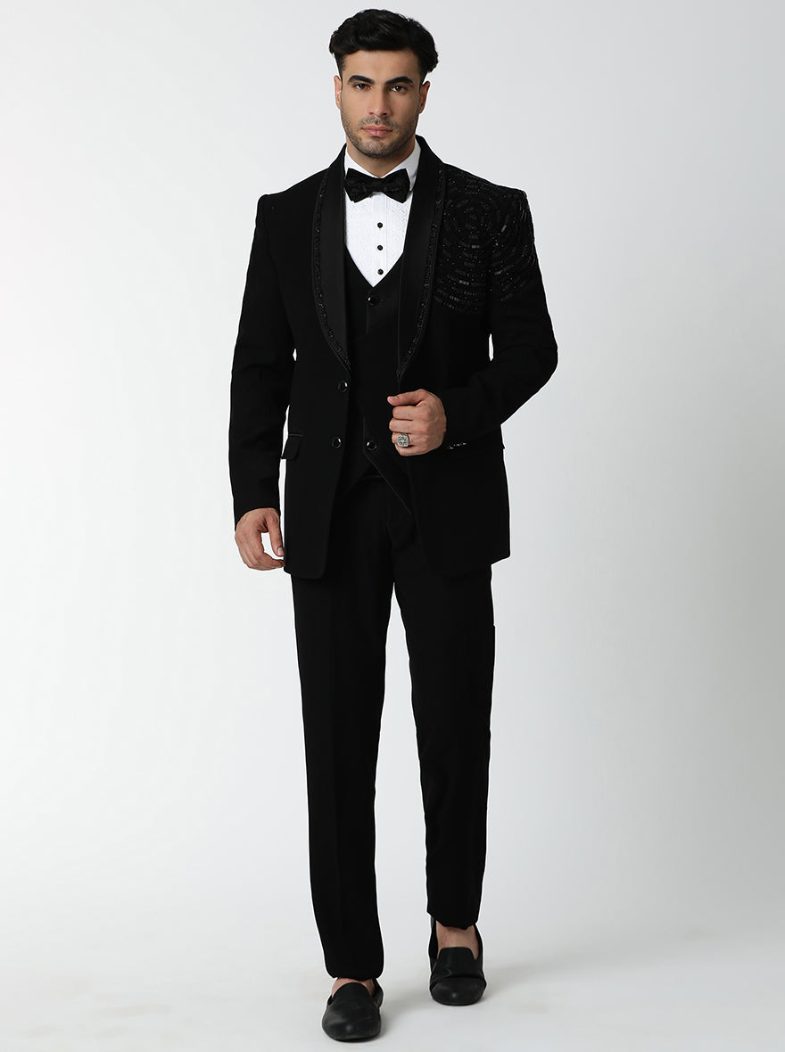 Black Embroidered Suit | JadeBlue