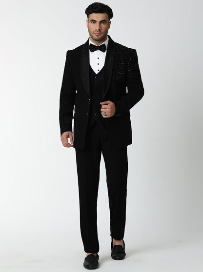 Black Embroidered Suit | JadeBlue
