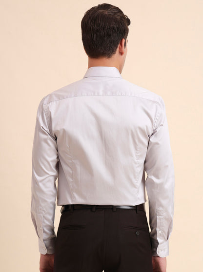 Grey Solid Slim Fit Formal Shirt | Metal