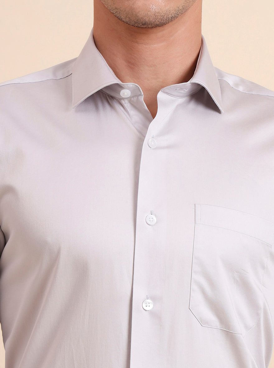 Grey Solid Slim Fit Formal Shirt | Metal