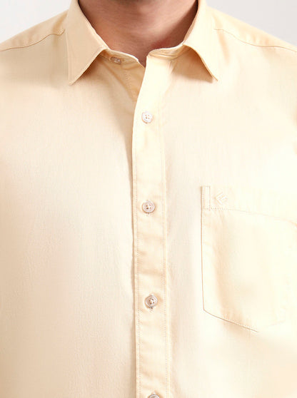 Light Yellow Solid Smart Fit Semi Casual Shirt | Greenfibre