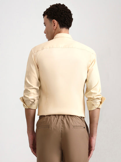 Light Yellow Solid Smart Fit Semi Casual Shirt | Greenfibre