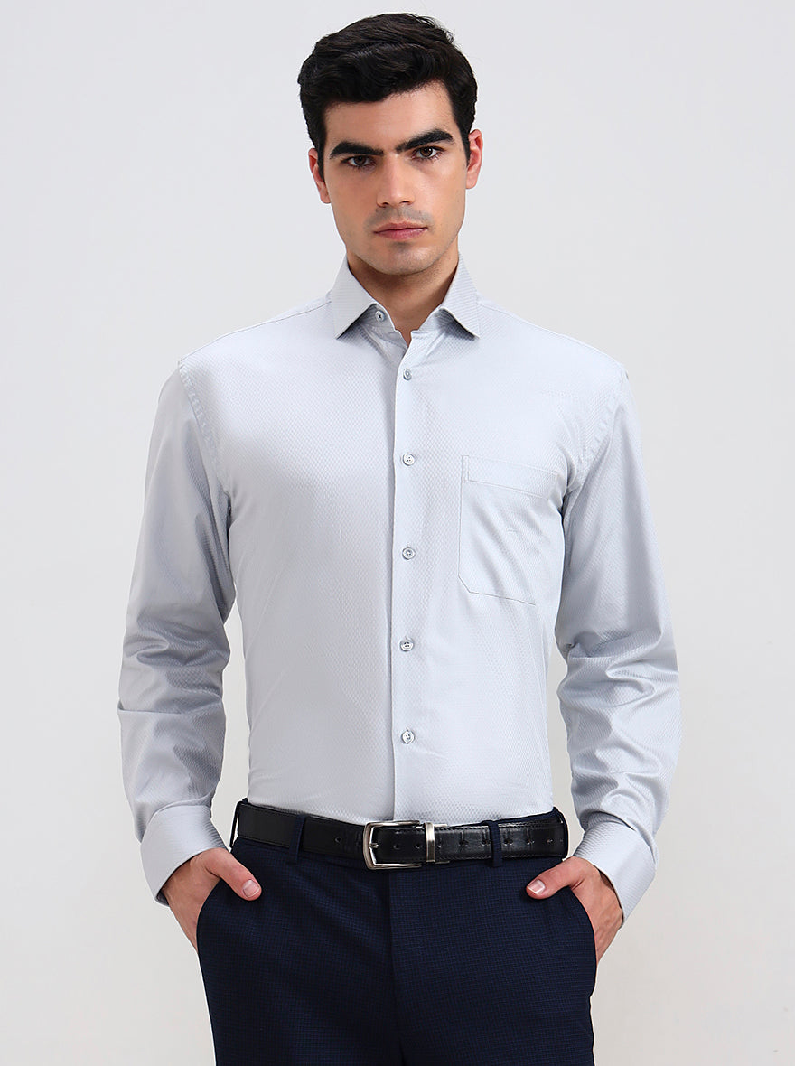 Grey Solid Regular Fit Formal Shirt | JadeBlue