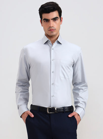 Grey Solid Regular Fit Formal Shirt | JadeBlue