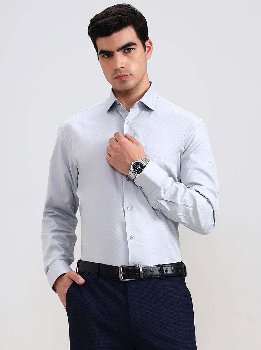 Grey Solid Regular Fit Formal Shirt | JadeBlue