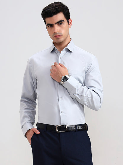 Grey Solid Regular Fit Formal Shirt | JadeBlue