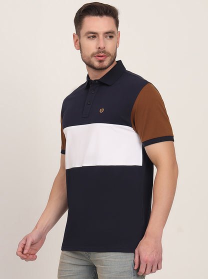 Multicolor Striped Slim Fit Polo T-Shirt | JadeBlue