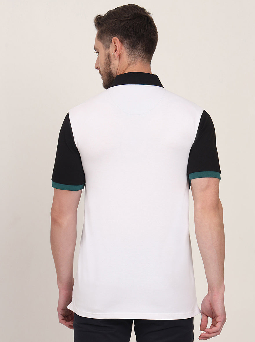 Multicolor Striped Slim Fit Polo T-Shirt | JadeBlue