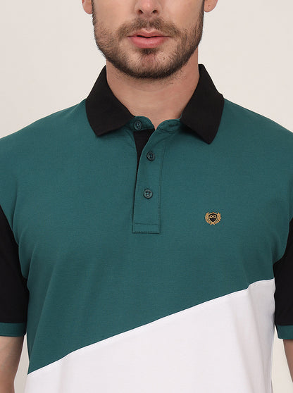 Multicolor Striped Slim Fit Polo T-Shirt | JadeBlue