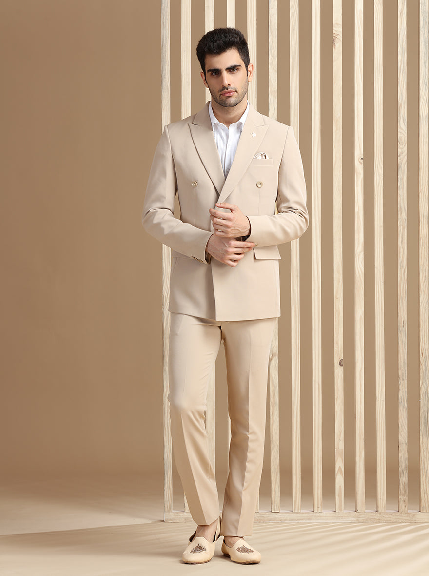 Fawn Self Textured Suit | JadeBlue