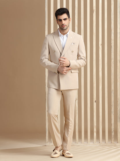 Fawn Self Textured Suit | JadeBlue