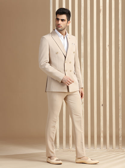 Fawn Self Textured Suit | JadeBlue