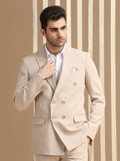 Fawn Self Textured Suit | JadeBlue