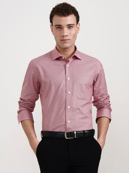 Red & White Solid Slim Fit Formal Shirt | Metal