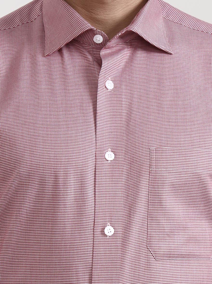Red & White Solid Slim Fit Formal Shirt | Metal