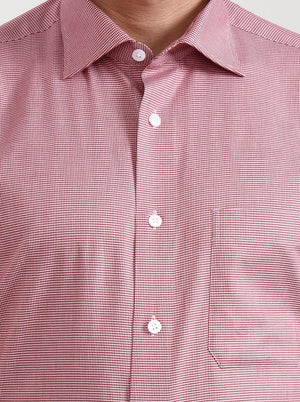 Red & White Solid Slim Fit Formal Shirt | Metal