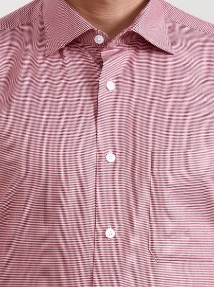 Red & White Solid Slim Fit Formal Shirt | Metal