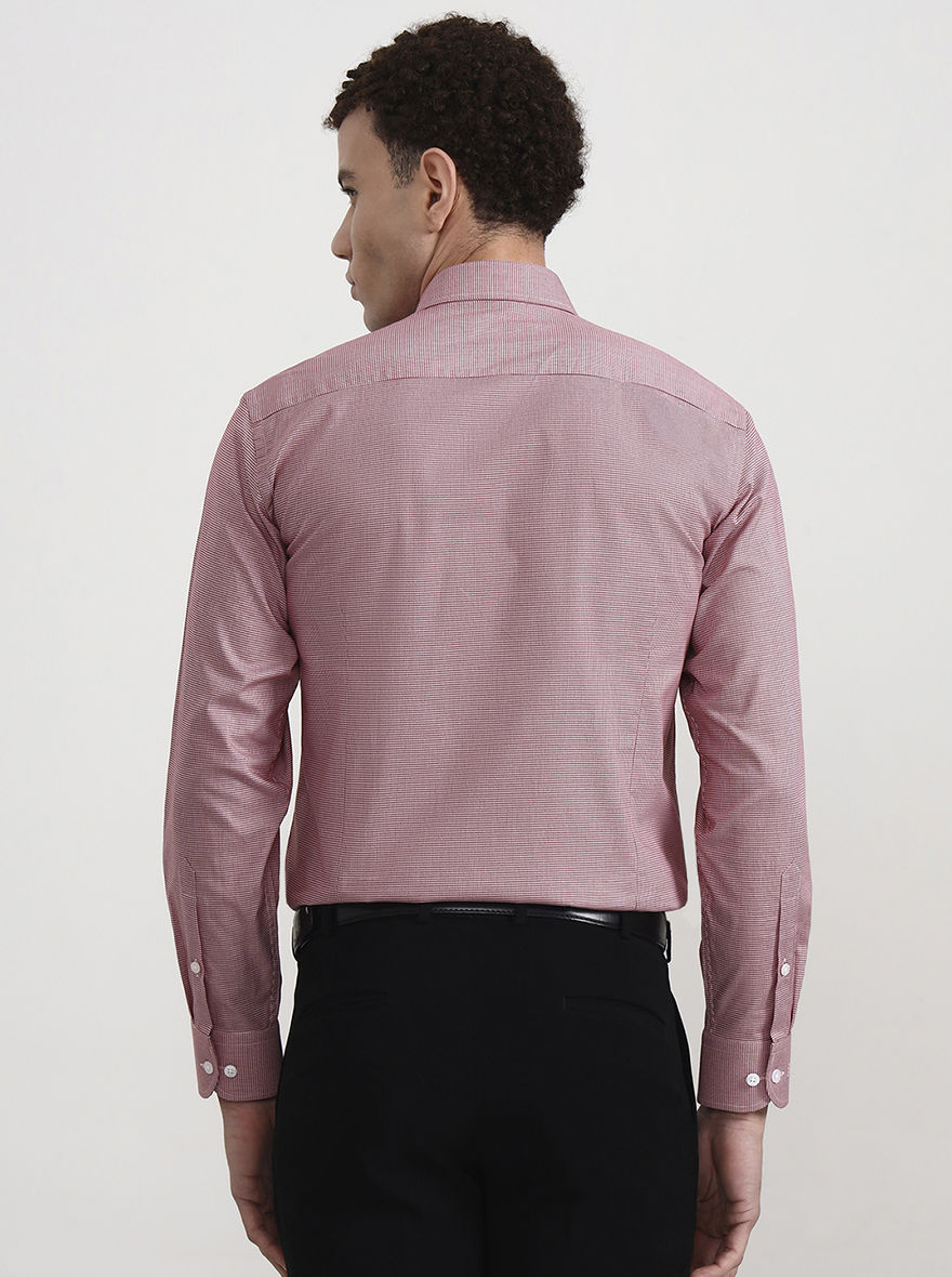 Red & White Solid Slim Fit Formal Shirt | Metal