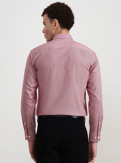 Red & White Solid Slim Fit Formal Shirt | Metal