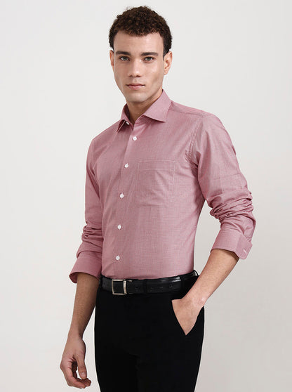 Red & White Solid Slim Fit Formal Shirt | Metal