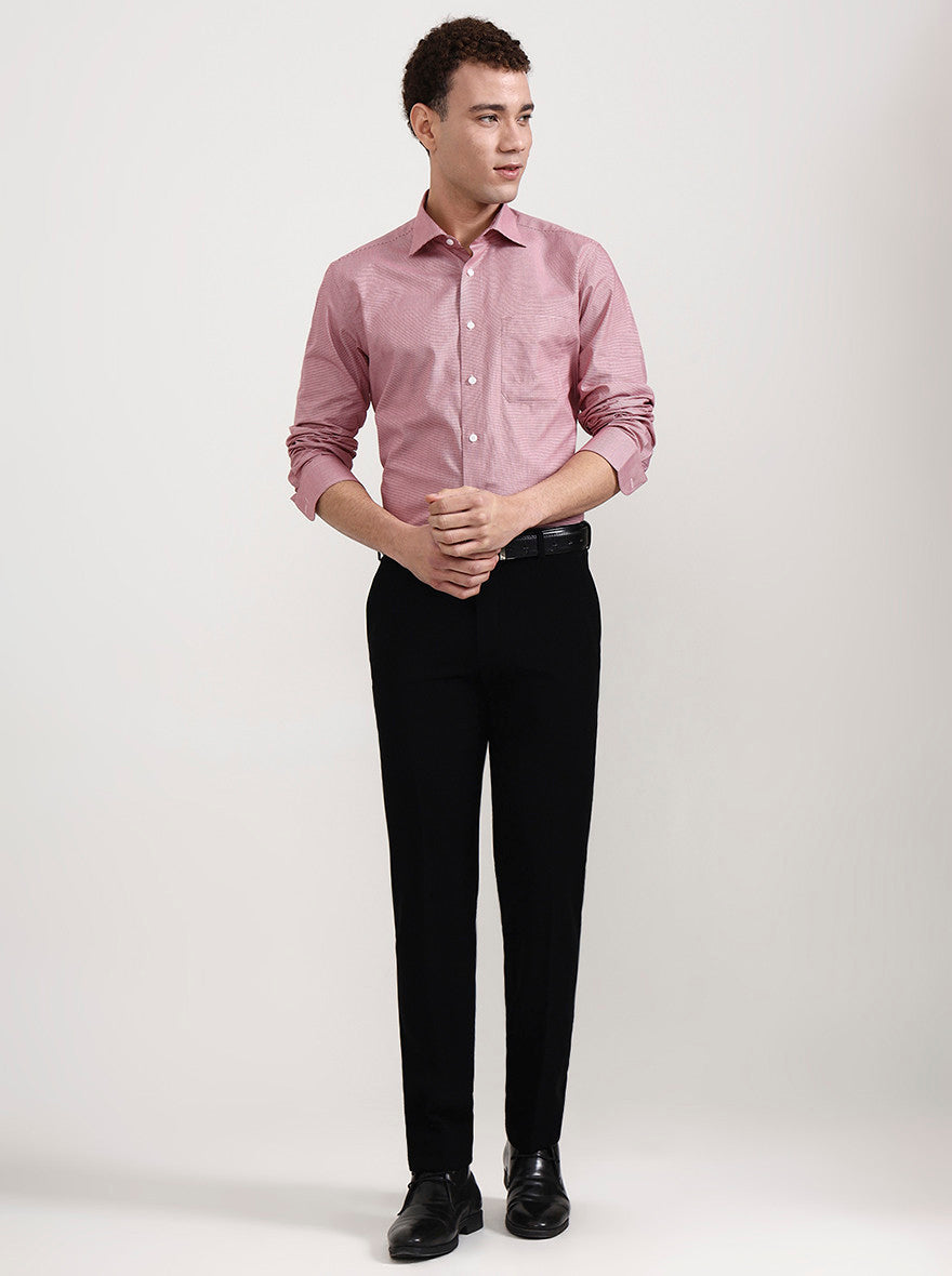Red & White Solid Slim Fit Formal Shirt | Metal