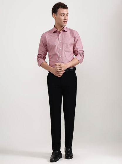 Red & White Solid Slim Fit Formal Shirt | Metal