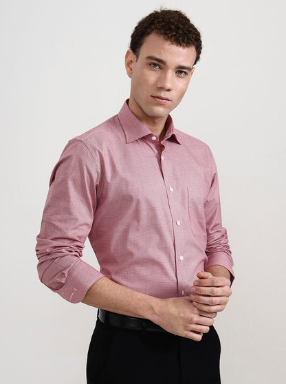Red & White Solid Slim Fit Formal Shirt | Metal