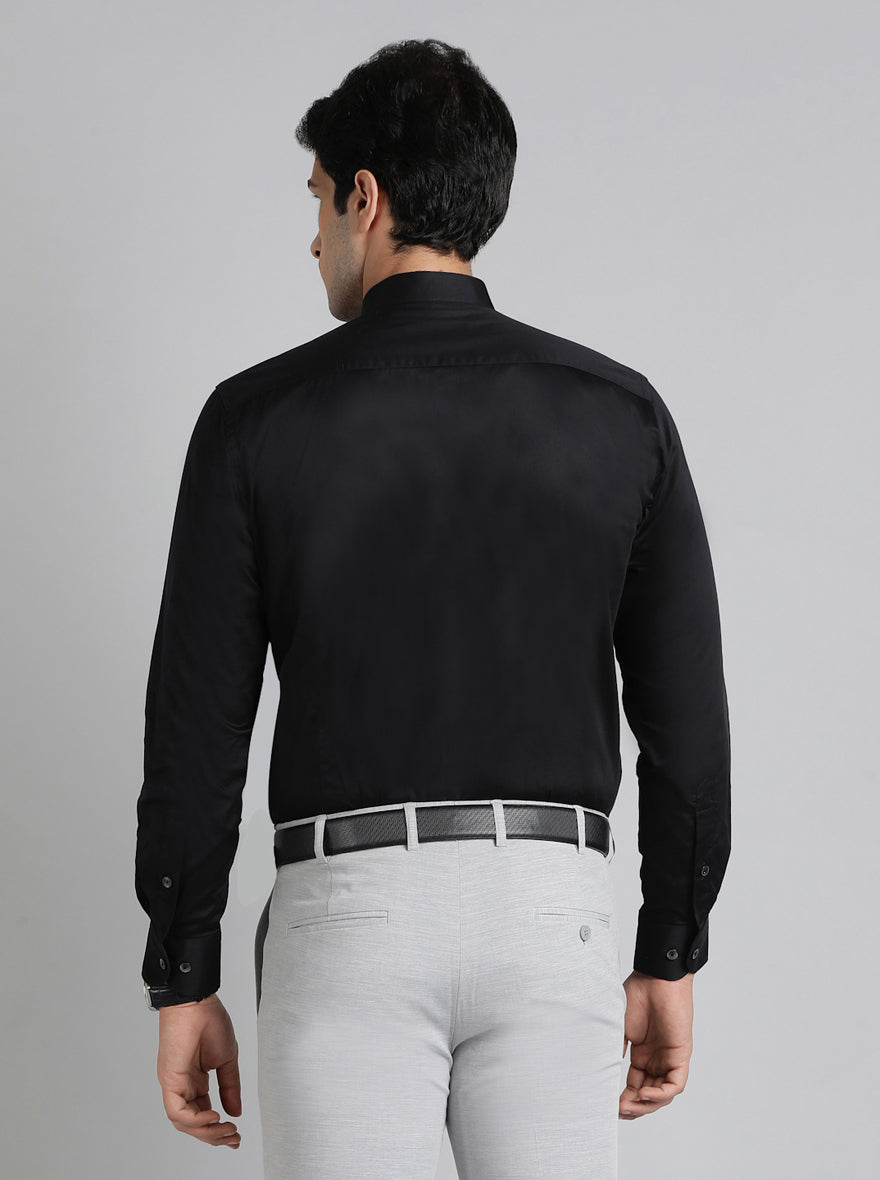 Black Solid Slim Fit Formal Shirt | Metal