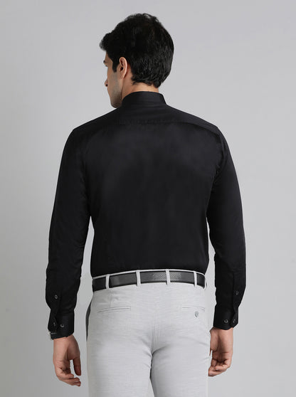 Black Solid Slim Fit Formal Shirt | Metal