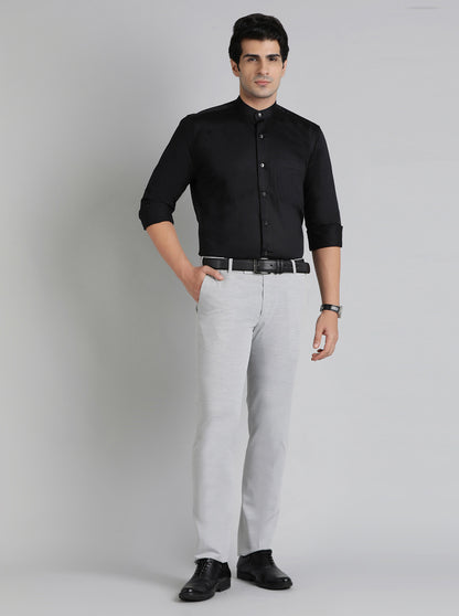 Black Solid Slim Fit Formal Shirt | Metal