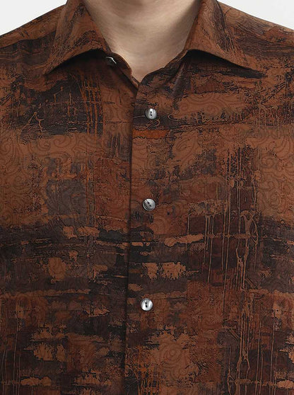 Mustar Black Printed Slim Fit Formal Shirt | JadeBlue Super Luxe