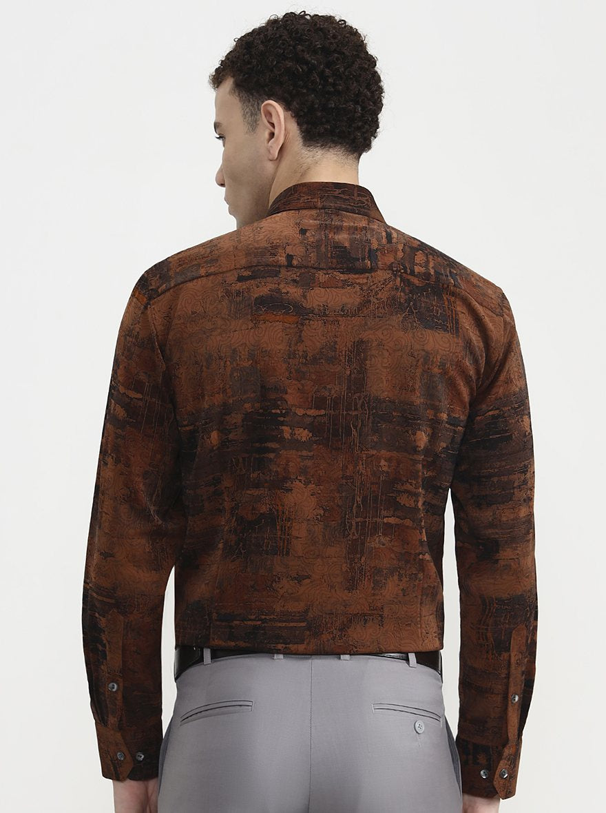 Mustar Black Printed Slim Fit Formal Shirt | JadeBlue Super Luxe