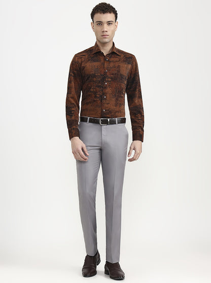 Mustar Black Printed Slim Fit Formal Shirt | JadeBlue Super Luxe