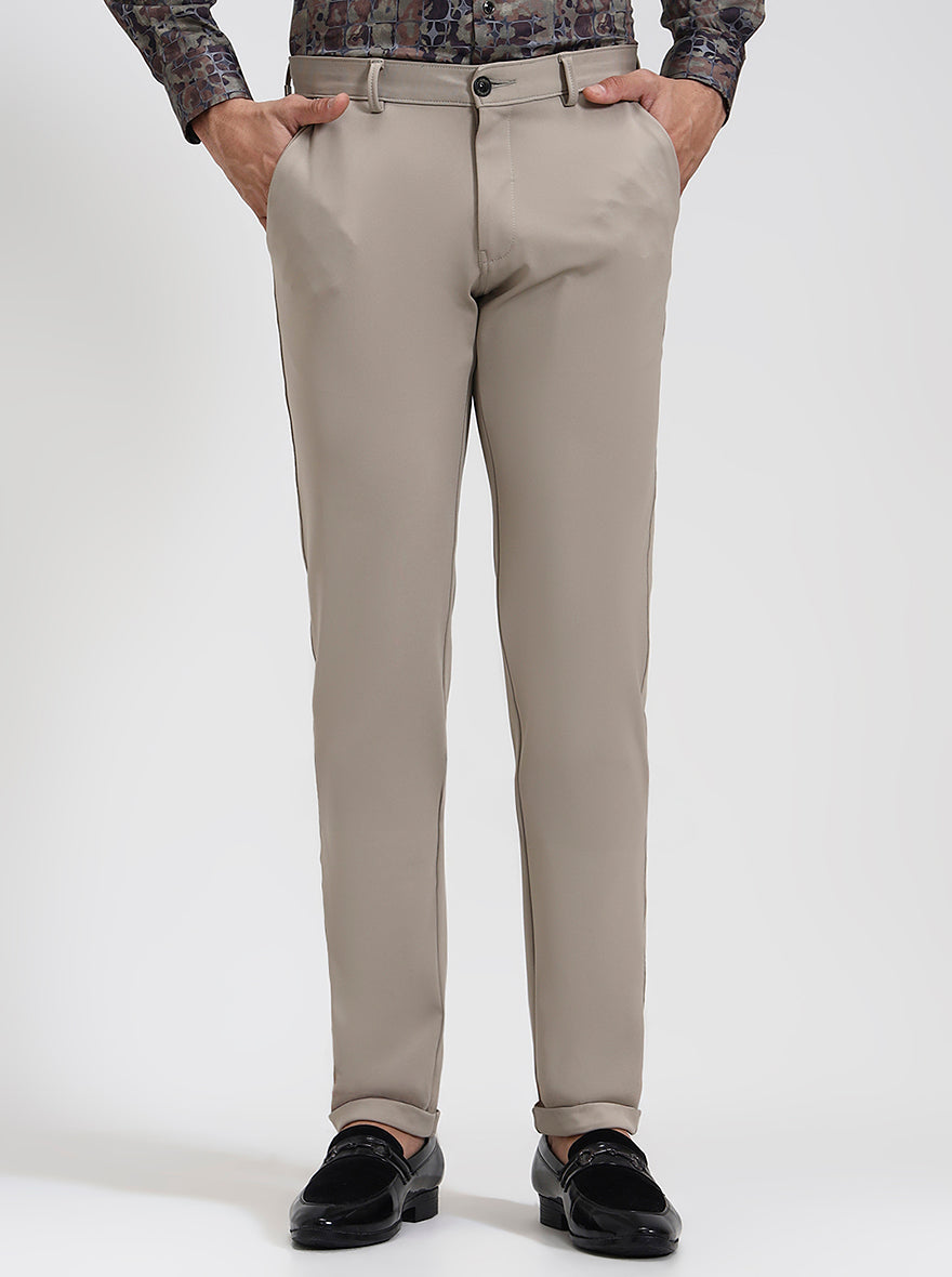 Fawn Solid Regular Fit Club Wear Trouser | Wyre