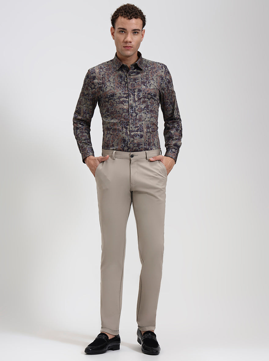 Fawn Solid Regular Fit Club Wear Trouser | Wyre