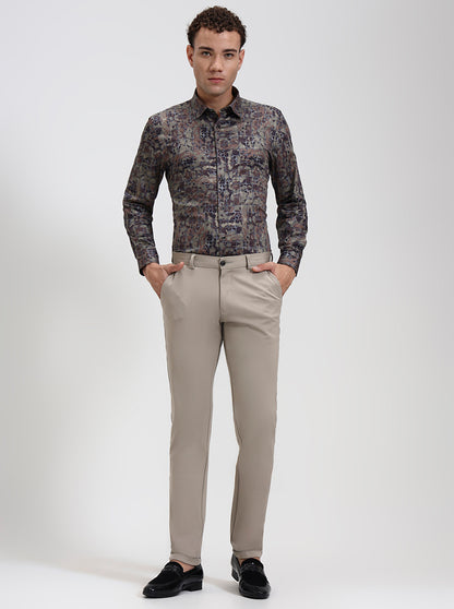 Fawn Solid Regular Fit Club Wear Trouser | Wyre