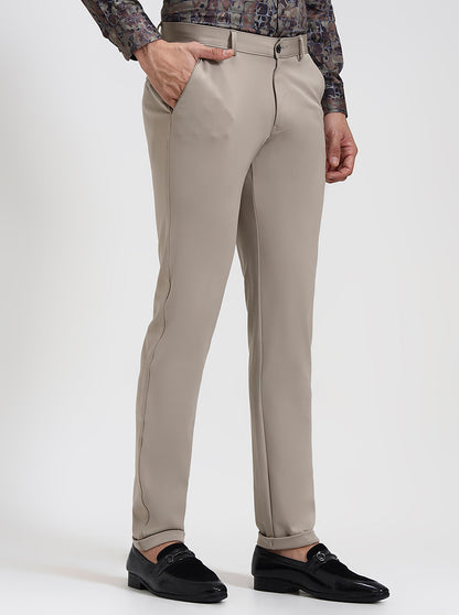 Fawn Solid Regular Fit Club Wear Trouser | Wyre