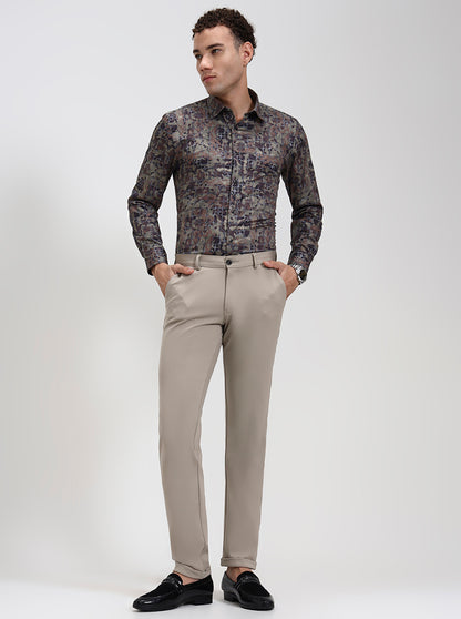 Fawn Solid Regular Fit Club Wear Trouser | Wyre