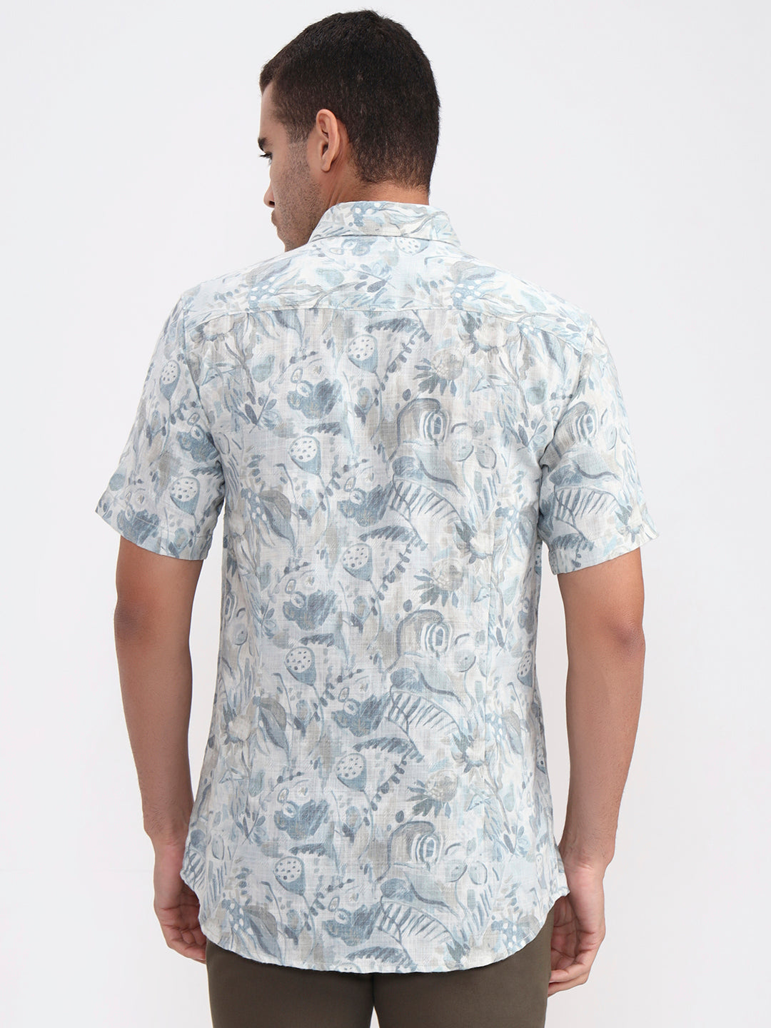Sky Blue Printed Slim Fit Casual Shirt | JadeBlue