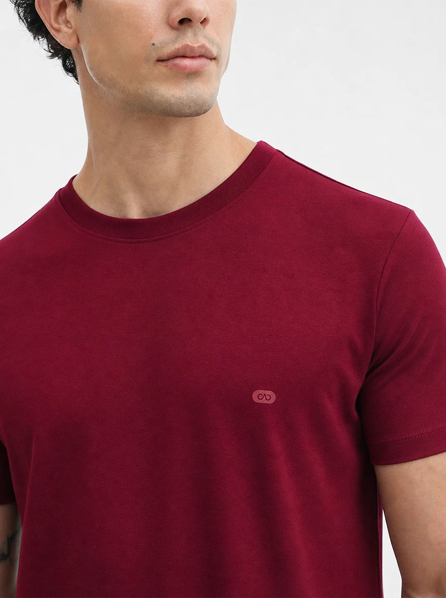 Red Solid Slim Fit T-Shirt | JadeBlue
