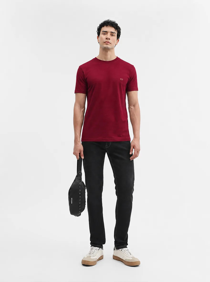 Red Solid Slim Fit T-Shirt | JadeBlue