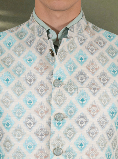 Cream Printed Waistcoat | Greenfibre