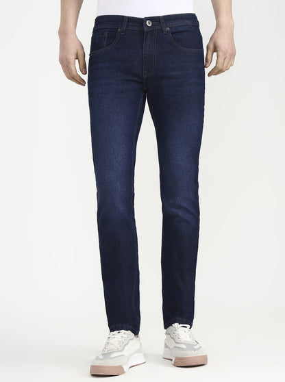Dark Blue Solid Narrow Fit Jeans | Greenfibre