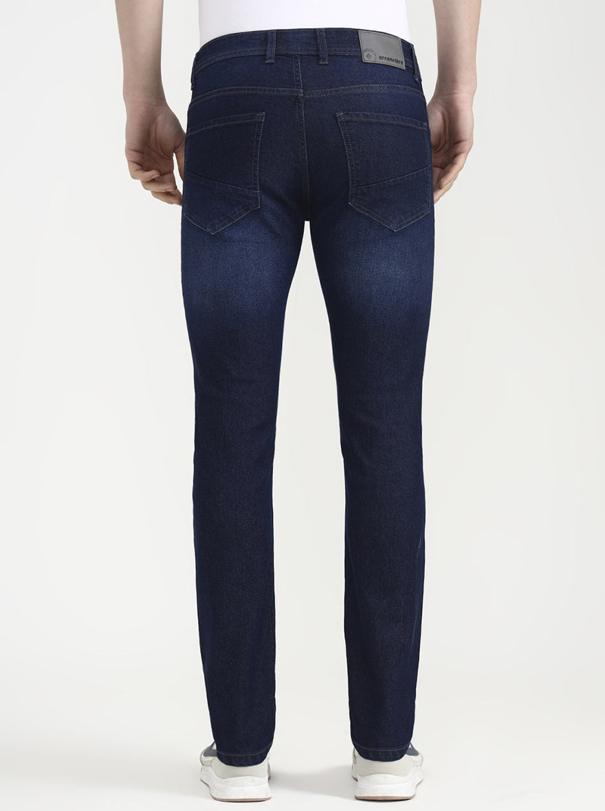 Dark Blue Solid Narrow Fit Jeans | Greenfibre