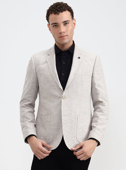 Fawn Solid Regular Fit Blazer | JadeBlue
