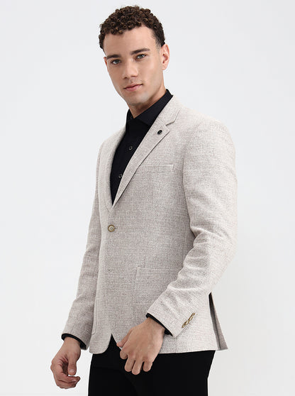 Fawn Solid Regular Fit Blazer | JadeBlue