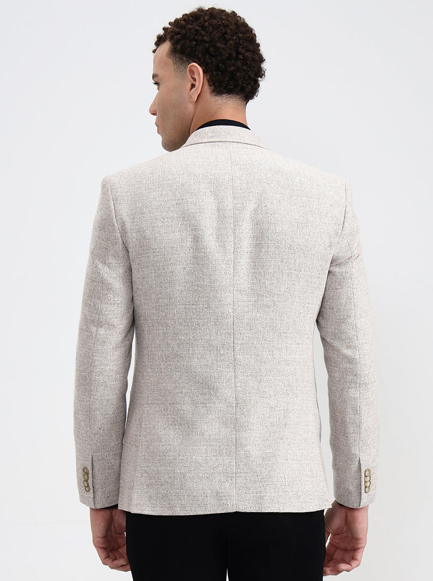 Fawn Solid Regular Fit Blazer | JadeBlue
