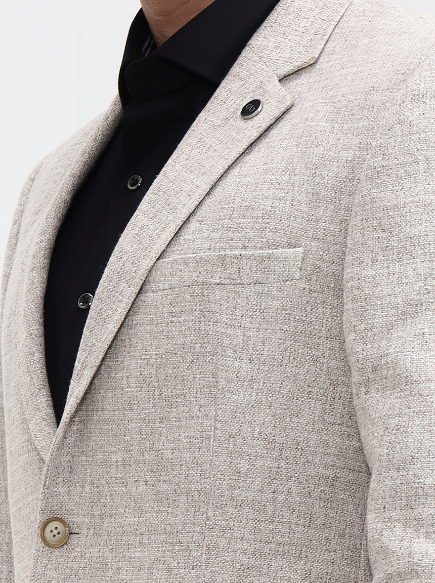 Fawn Solid Regular Fit Blazer | JadeBlue