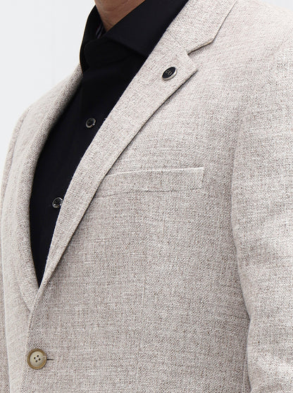 Fawn Solid Regular Fit Blazer | JadeBlue