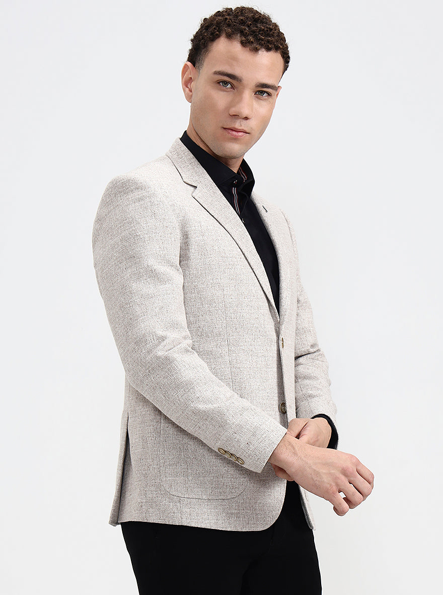 Fawn Solid Regular Fit Blazer | JadeBlue